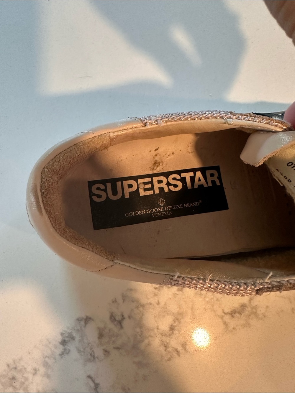 Golden Goose Beige Canvas Sneakers with Black Star - Picture 2 of 5